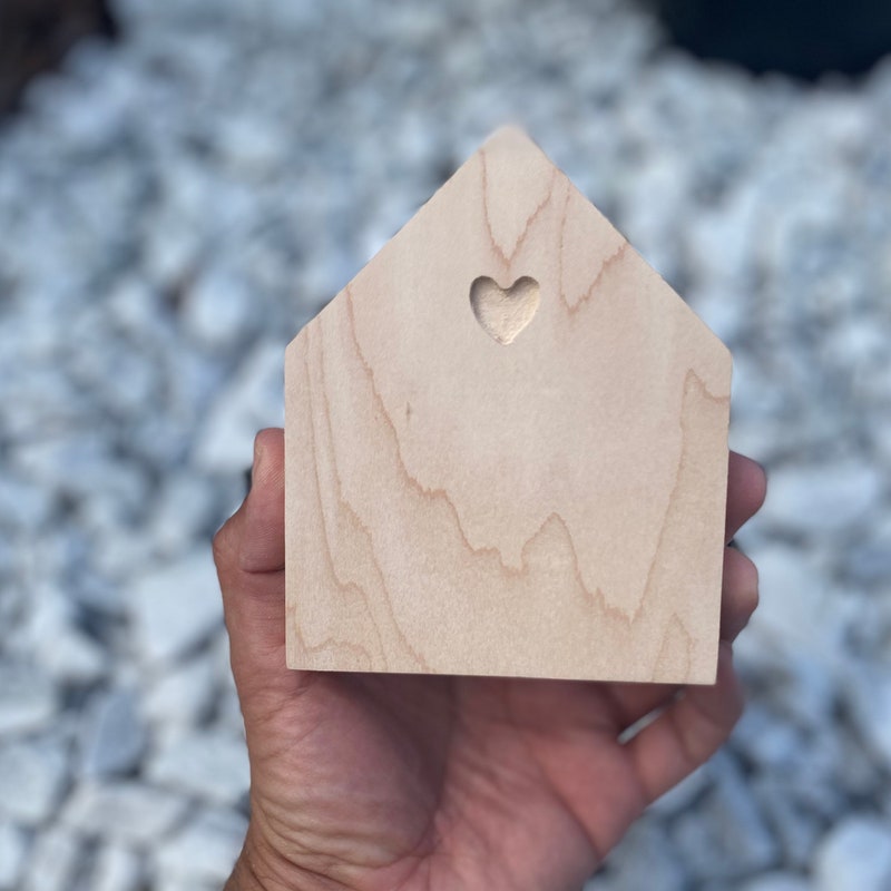 Unfinished Wood House Cutout: Baltic Birch Craft Shape (5x4 inch)