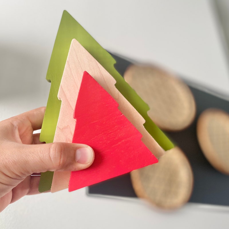 Christmas Tree Set: Rustic Wood Decoration