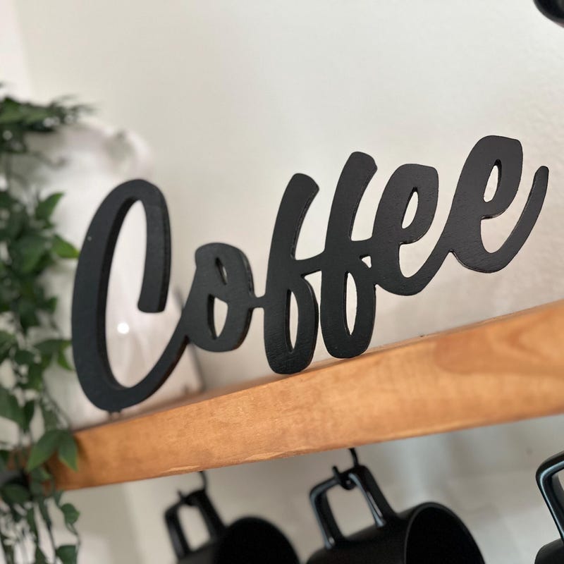 Wood "Coffee" Sign: Birch Plywood, Coffee Bar Decor (6x11.5 in