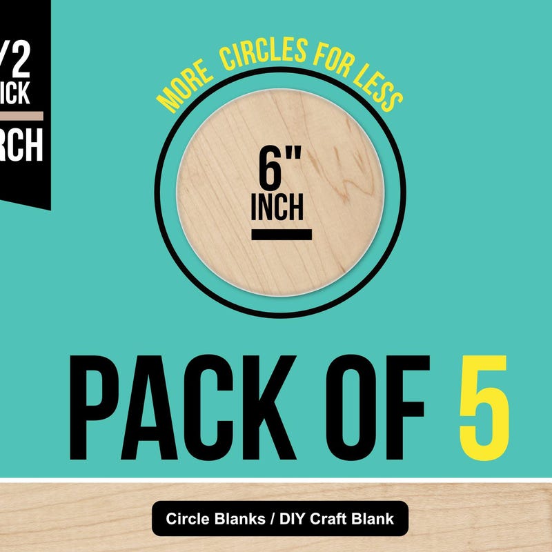 Birch Wood Circles 6" - Smooth Sanded Craft Blanks, Pack of 5