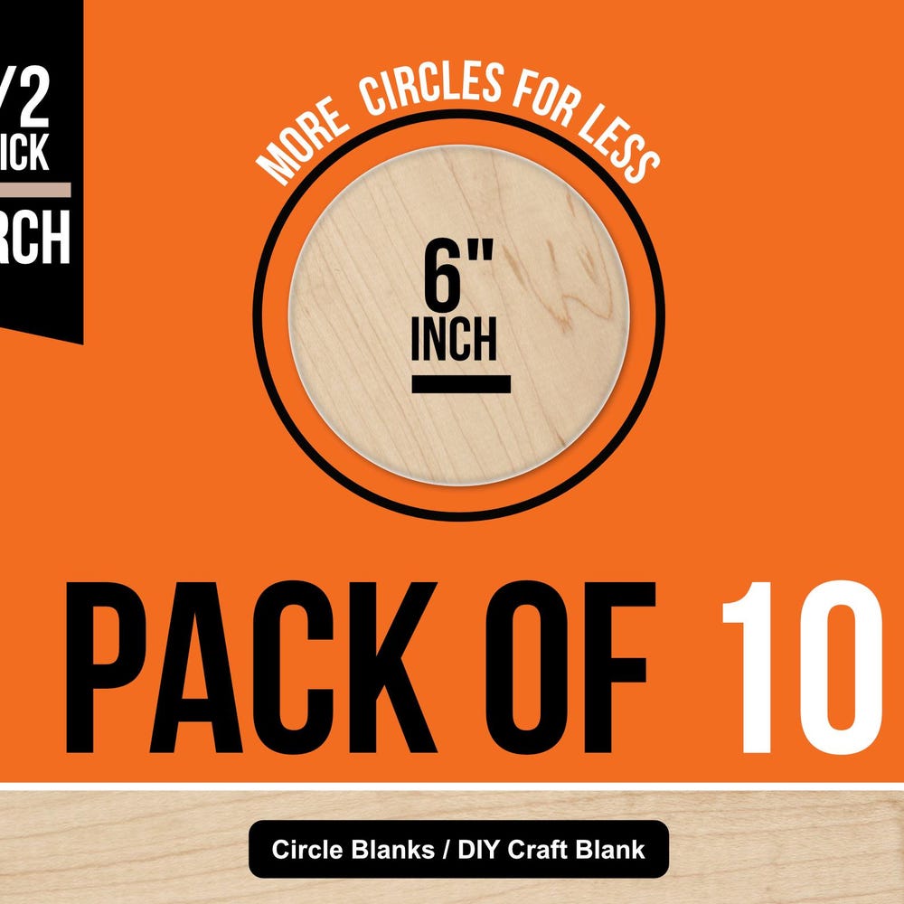 Birch Wood Circles 6" - Smooth Sanded Craft Blanks, Pack of 10