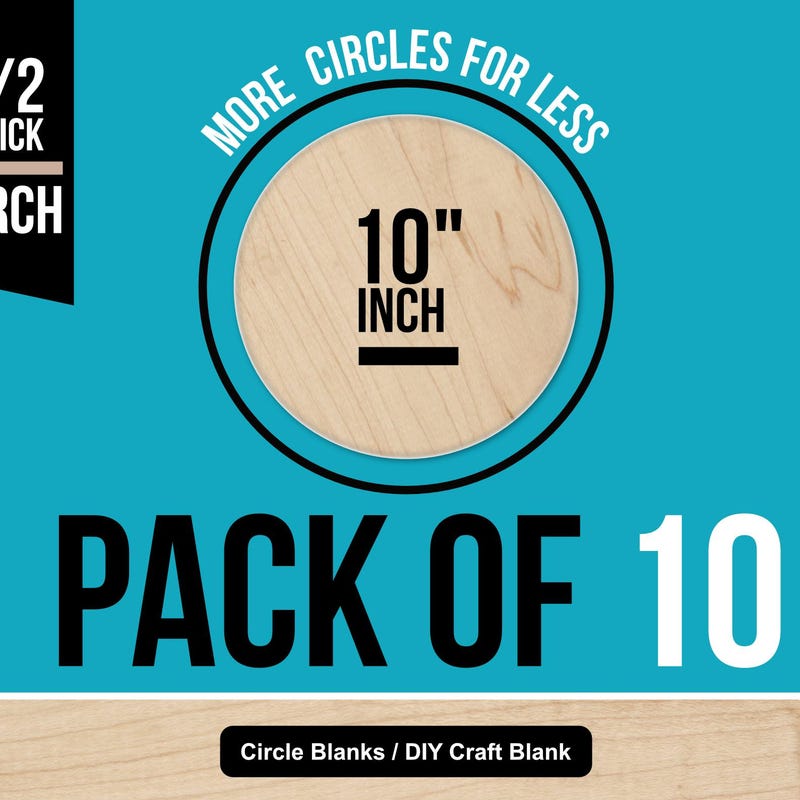 Birch Wood Circles 10" - Smooth Sanded Craft Blanks, Pack of 10