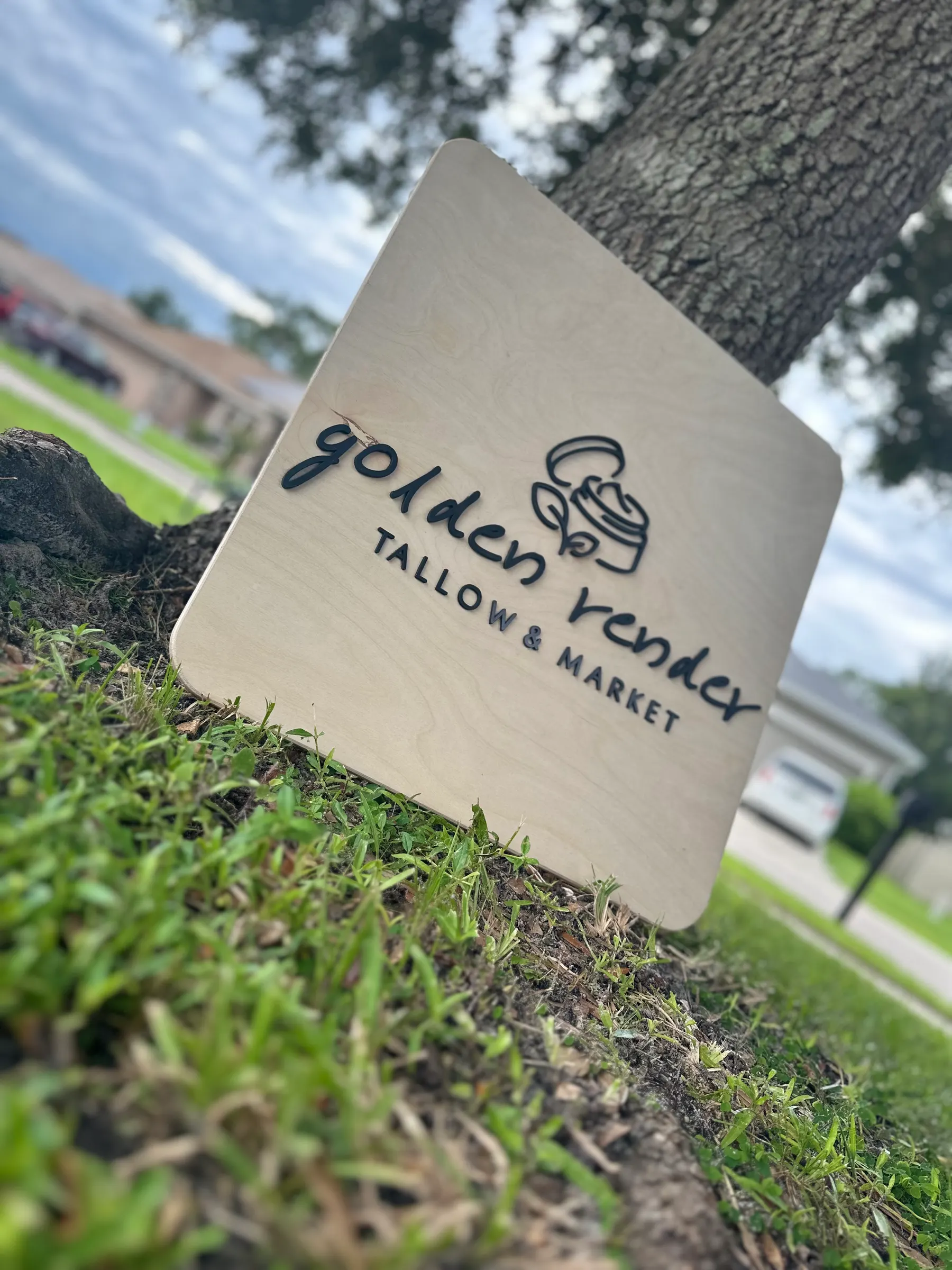 Custom wooden logo sign example
